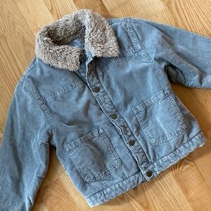 Zara Kids Washed Corduroy Jacket with Teddy Bear Fleece Lining & Collar